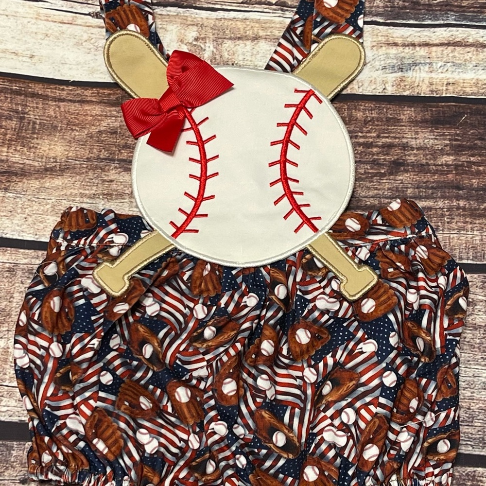 CUSTOM DESIGNED BABY GIRL  BASEBALL BUBBLE